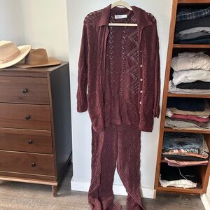 Elegant Burgundy Knit Set